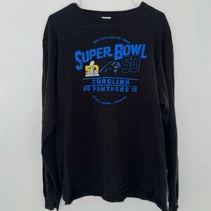 Vintage Super Bowl 50 Carolina Panthers Long Sleeve Shirt Adult L Black
